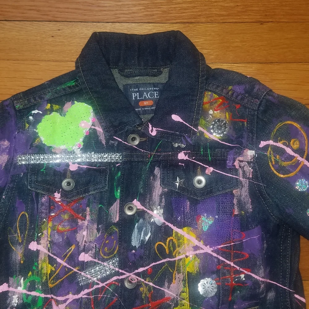 Children's Place denim jacket. Graffiti